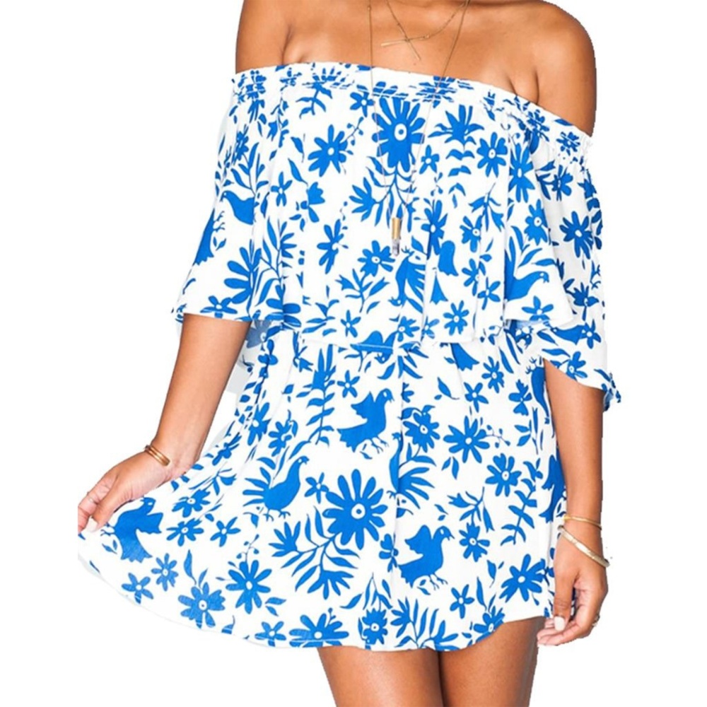 Mumu - Casita Mini Dress Senorita Bluebird Cloud
